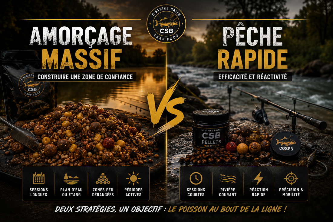 Amorçage massif ou pêche rapide : quelle stratégie carpe adopter ?