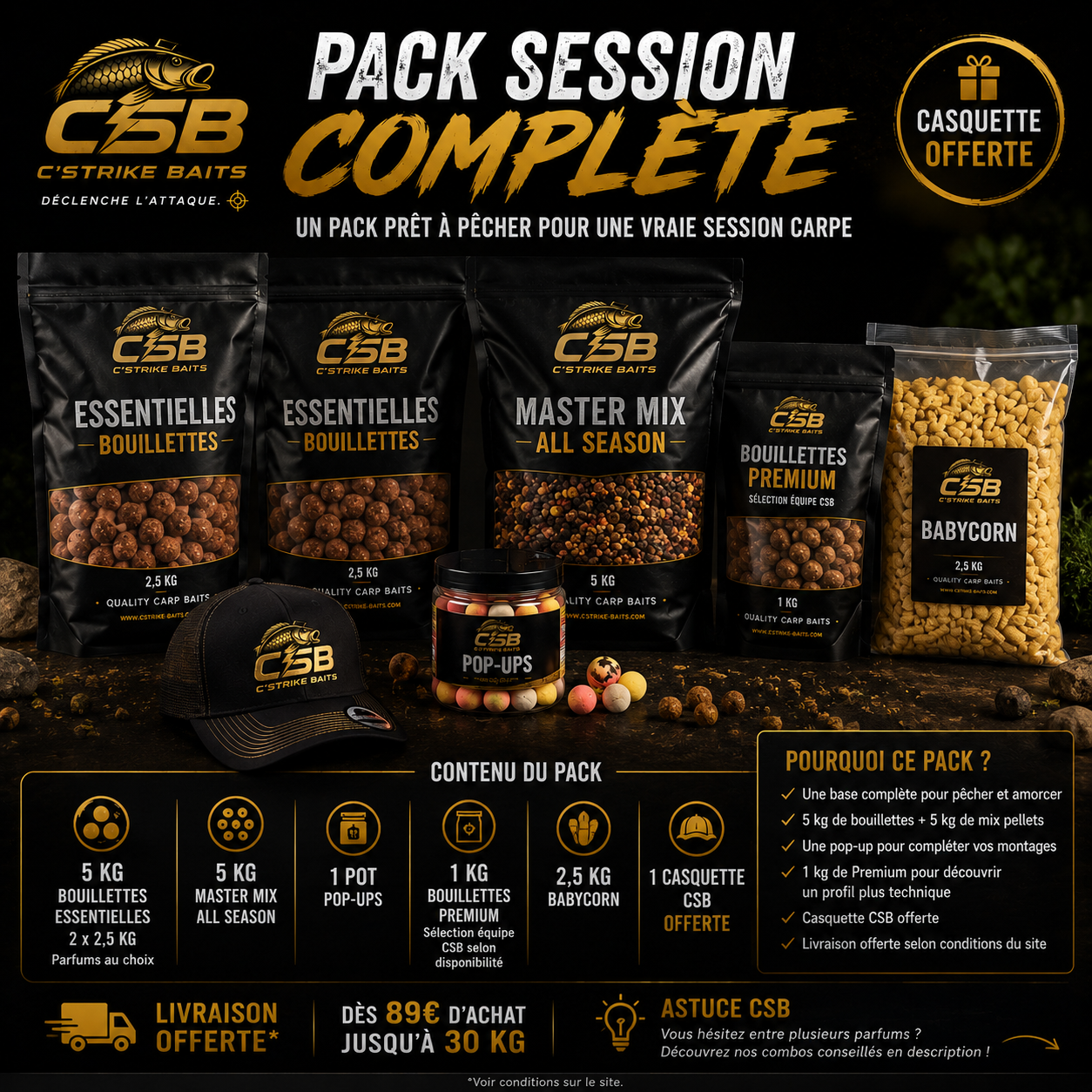 Pack Session Complète CSB — Bouillettes, Pellets & Premium