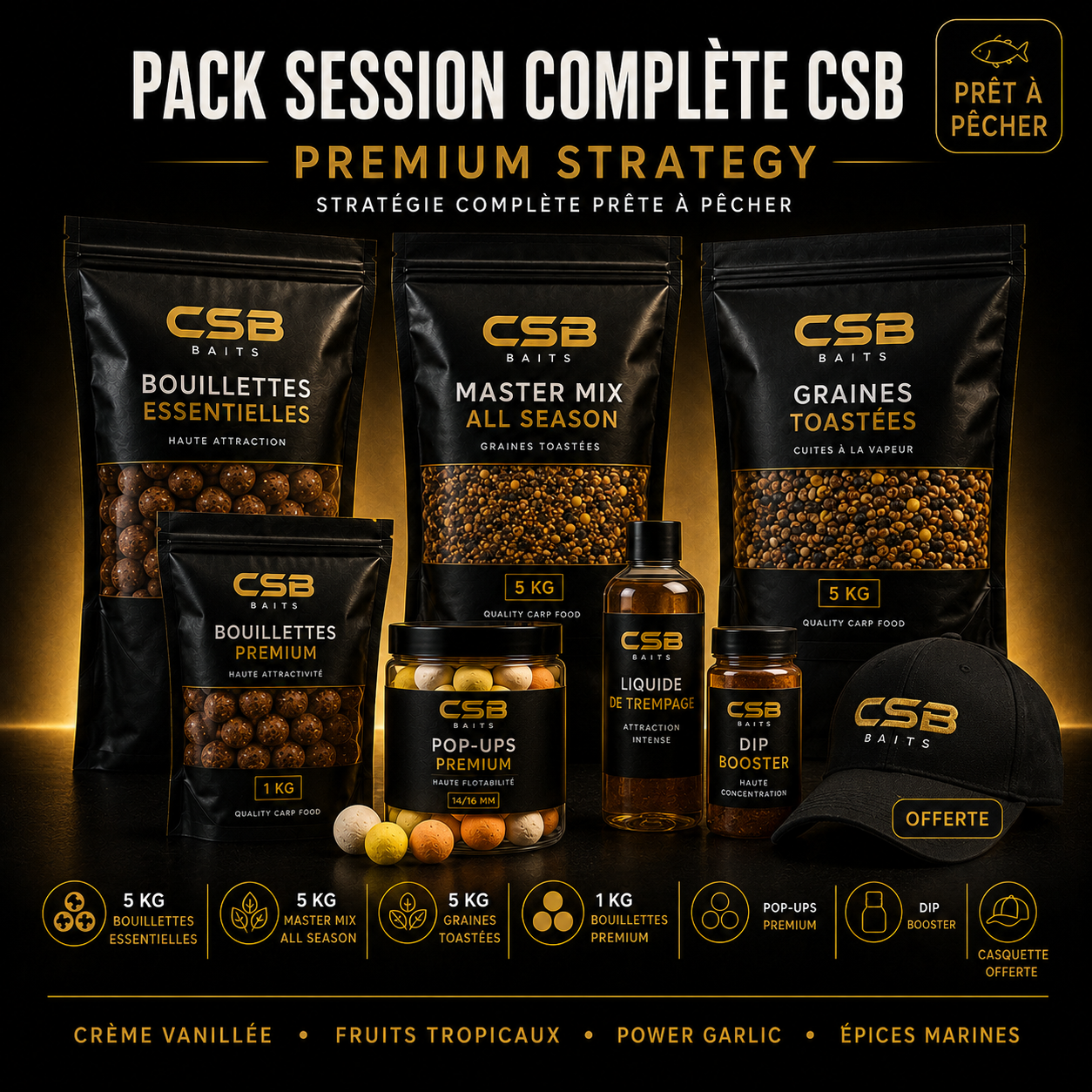 Komplettes CSB-Sitzungspaket — Boilies, Pellets & Premium